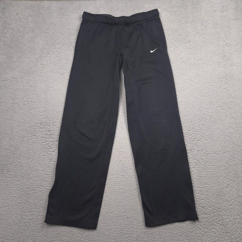 Nike Therma-FIT Track Pants Men M Black Fleece Straight Leg Ankle Zip 424171-010